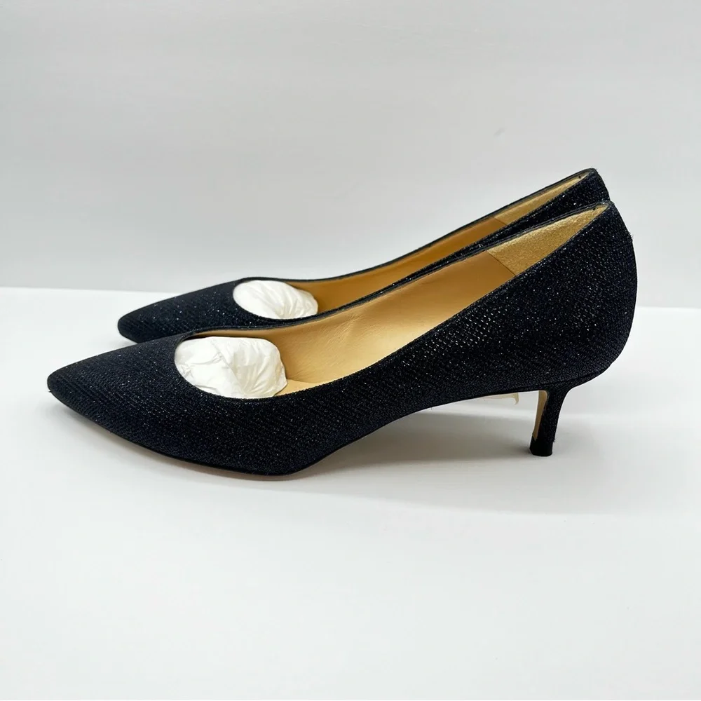 LK Bennett Women’s Sz 10.5 Audrey Kitten Heels Sparkle Navy Blue Wedding Fancy